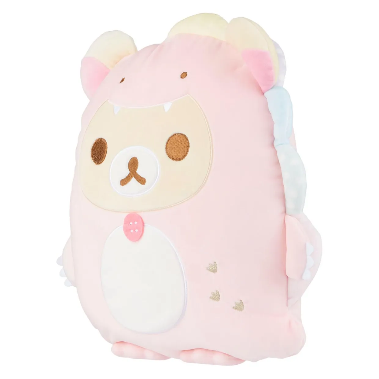 Rilakkuma Ko San-X Original Plays with Dino Flat Mochi Series Plush - Pastel Pink | Rilakkuma | Plush