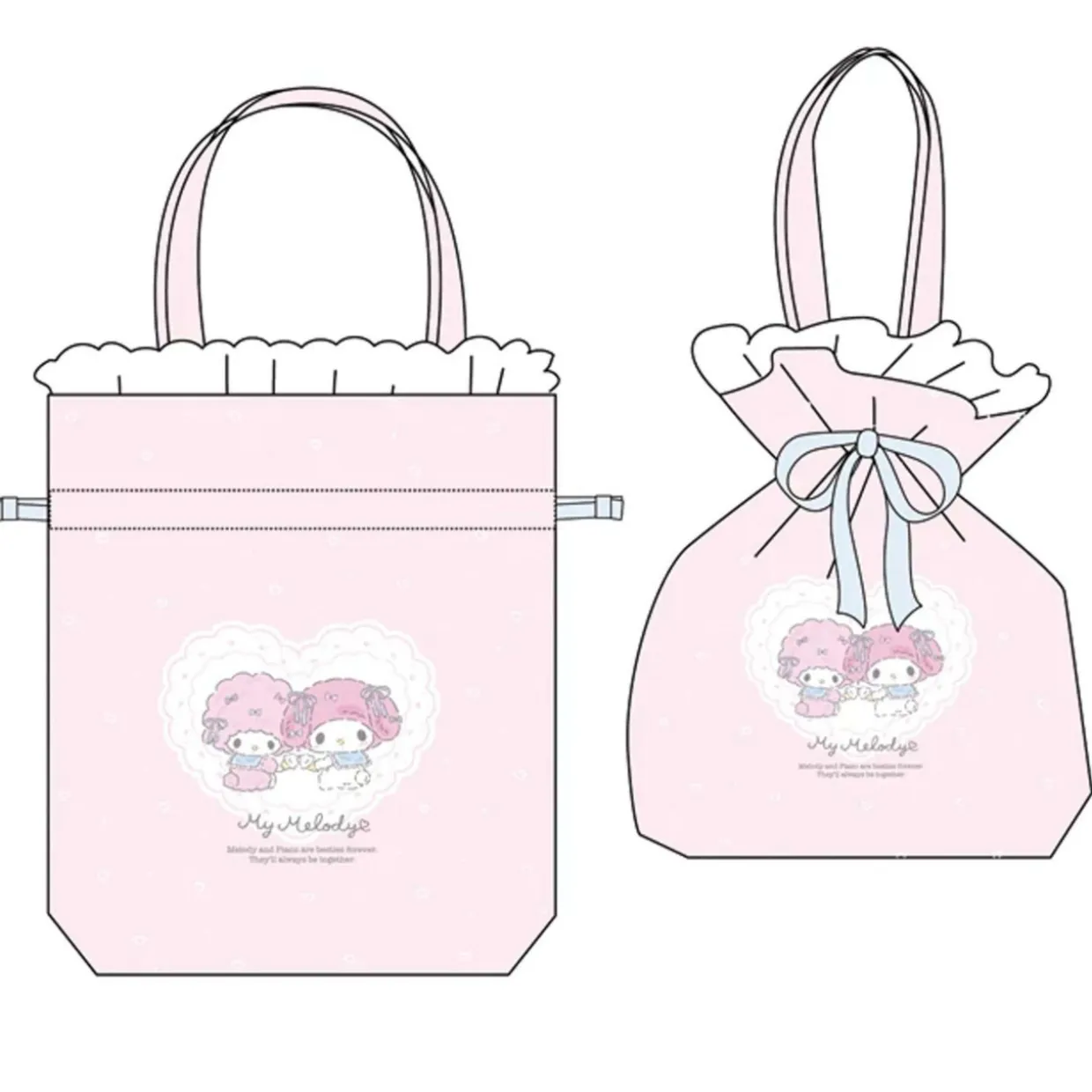 Hello Kitty My Melody Drawstring Bag - Pink | Apparel