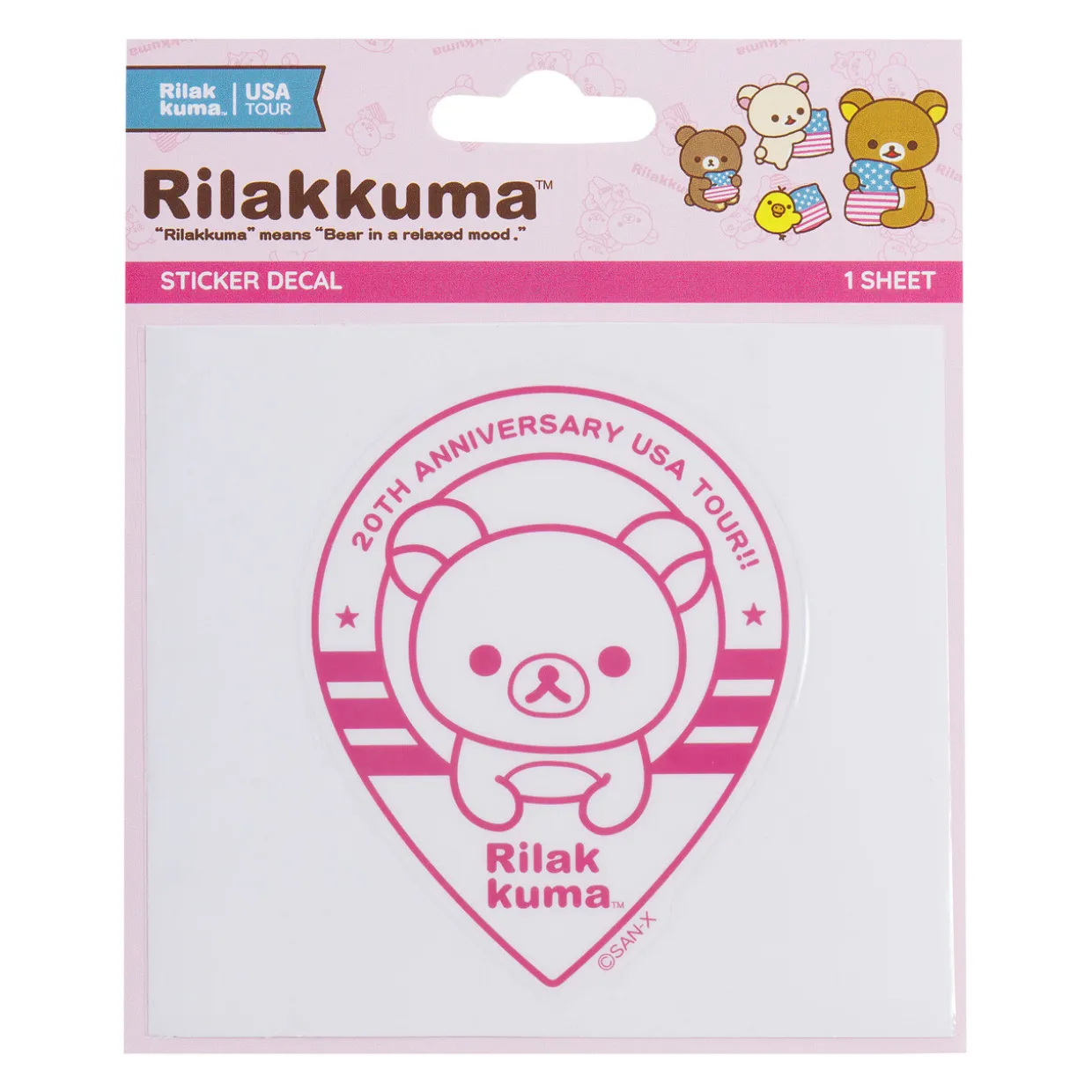 Rilakkuma 20th Anniversary USA Tour Drop Pin Decal - Red | Stickers | Stationery