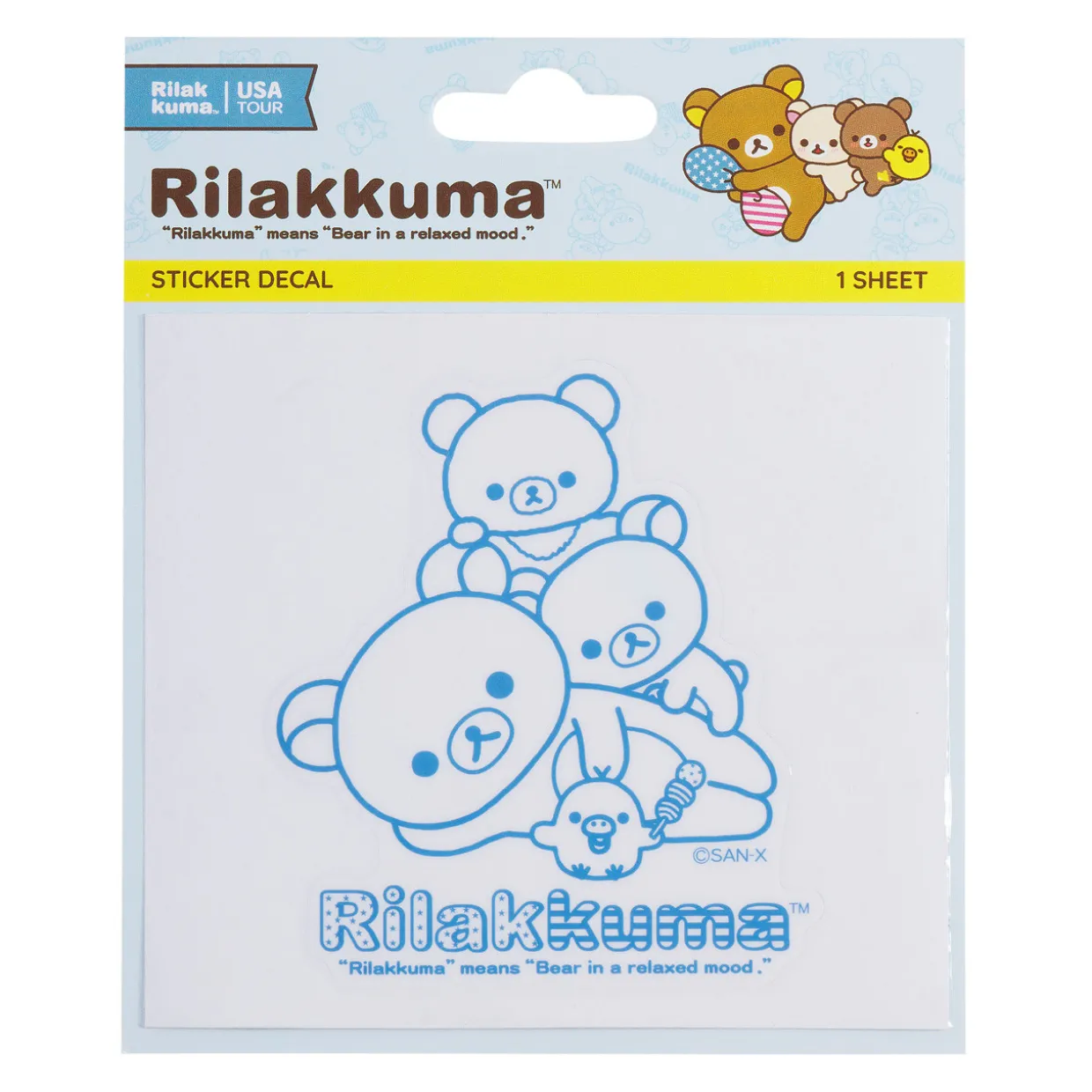 Rilakkuma 20th Anniversary USA Tour Sticker Decal - Blue | Stickers | Stationery